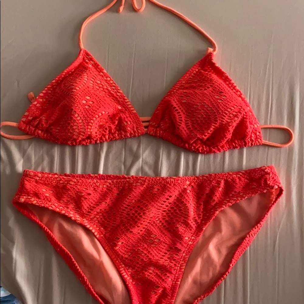 Orange lace string bikini